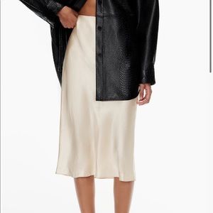 Aritzia babaton slip midi skirt denude color